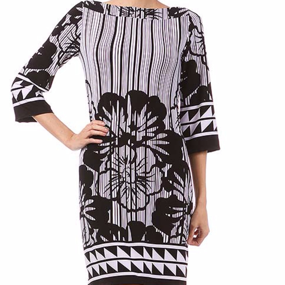 NWT Contrast Print floral 3/4 sleeve Dress